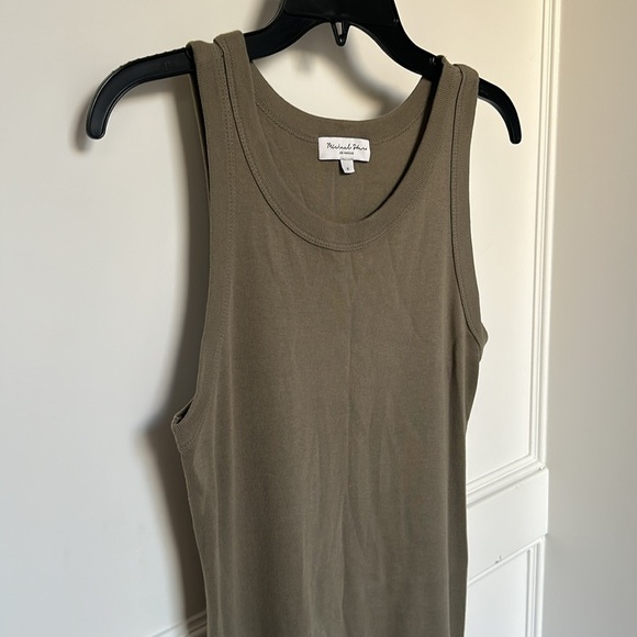 MICHAEL STARS ELIZA DRESS small EUC COTTON A-LINE MINI Shift DOLMA Army Green - Picture 2 of 6
